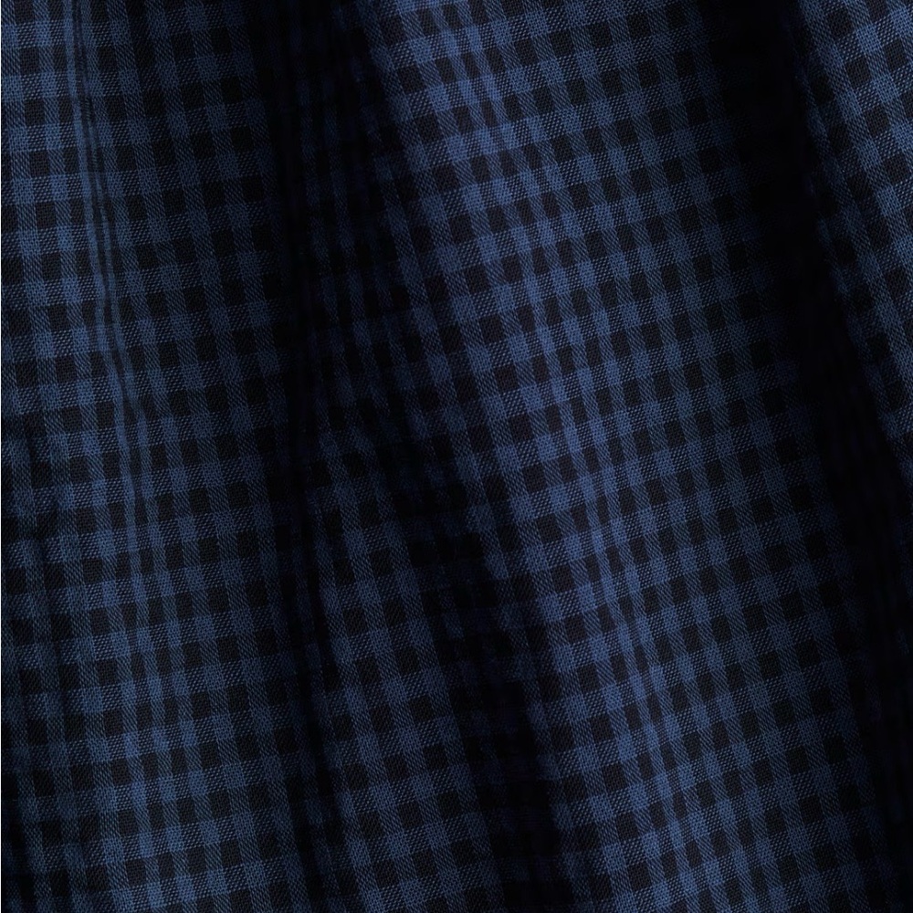 H&M Navy Gingham Ruffle Shoulder Button-Up Blouse XL - Picture 4 of 9